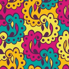 Fototapeta premium seamless pattern consists of colorful doodles. Vector illustration.