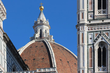 florence, italy, brunelleschi dome detail, santa maria in fiore cathedral, world heritage site