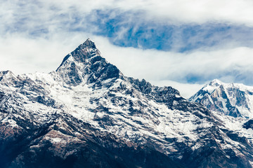 The Machhapuchhre (Fish Tail) in the Annapurna region, Nepal. Film emulation filter applied.