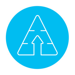 Pyramid with arrow up line icon.
