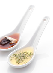 vinegar and garlic oil. salad dressing