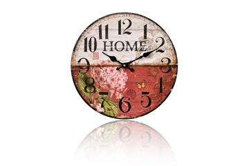 Old Clock Isolated on white . old vintage clock face