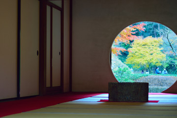 Japanese Tea house & Autumn through window