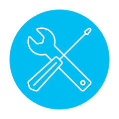 Screwdriver and wrench tools line icon.