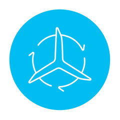 Windmill with arrows line icon.