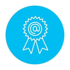 Award with at sign line icon.