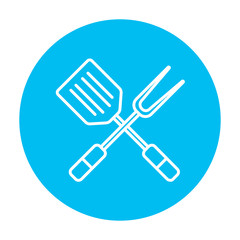 Kitchen spatula and big fork line icon.