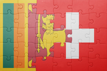 puzzle with the national flag of switzerland and sri lanka