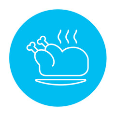 Baked whole chicken line icon.