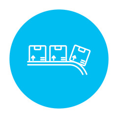 Conveyor belt for parcels line icon.