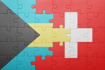 puzzle with the national flag of switzerland and bahamas