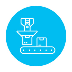 Robotic packaging line icon.