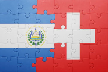 puzzle with the national flag of switzerland and el salvador