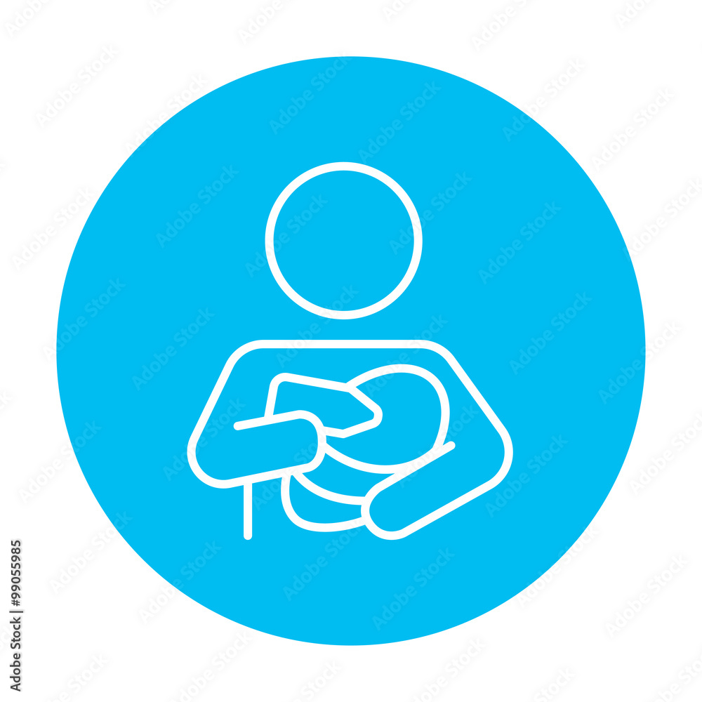 Sticker woman nursing baby line icon