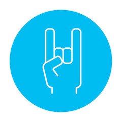 Rock and roll hand sign line icon.