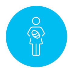 Woman holding baby line icon.