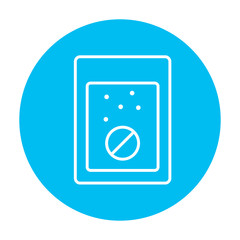 Tablet into glass of water line icon.