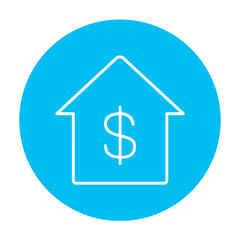 House with dollar symbol line icon.