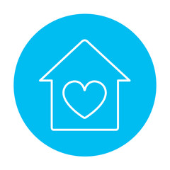 House with heart symbol line icon.