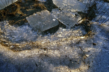 Ice banks in sunlight