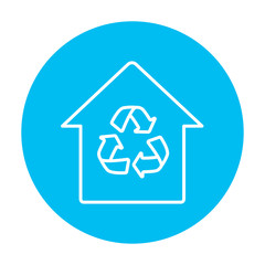 House with recycling symbol line icon.