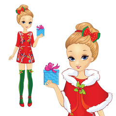 Christmas Girl Holding Present