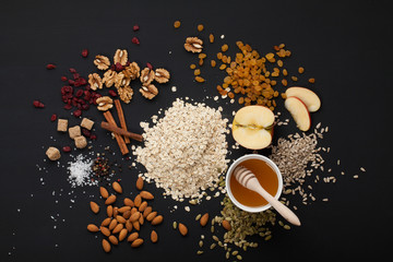 Grain free oat free paleo granola: mixed nuts, seeds, raisins, h