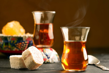 Turkish tea on the table