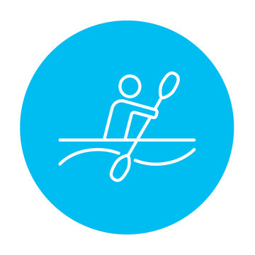 Man kayaking line icon.