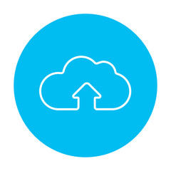 Cloud with arrow up line icon.
