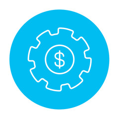 Gear with dollar sign line icon.