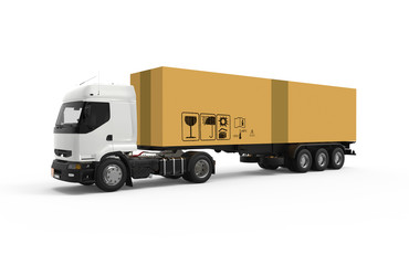 Truck with big cardboard box
