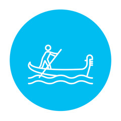 Sailor rowing boat line icon.