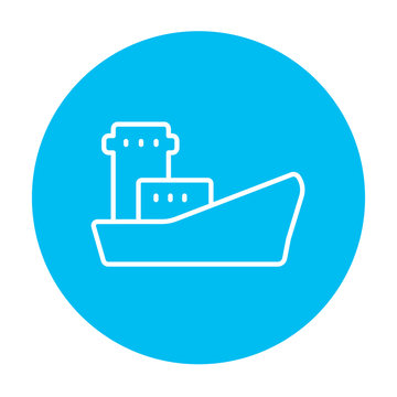 Cargo container ship line icon.