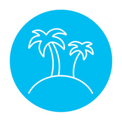 Two palm trees on island line icon.