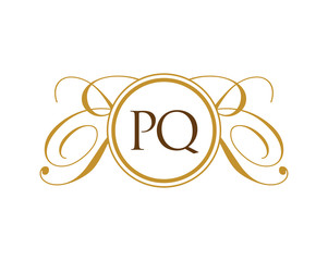 PQ  Luxury Ornament Initial Logo