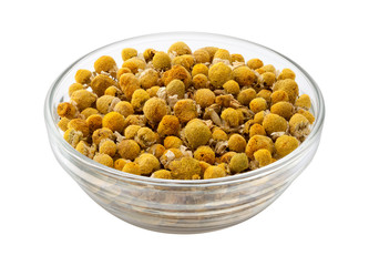 Loose Leaf Chamomile in a Glass Bowl