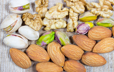 Almonds, walnuts and pistachio.
