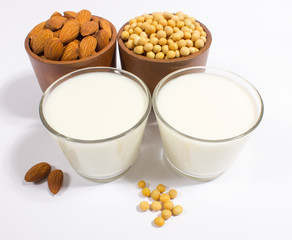 Different vegan milk - vegan food and drink.