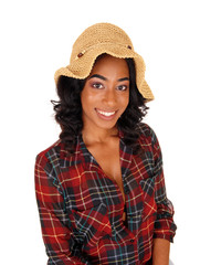 Fototapeta premium African American woman with straw hat.