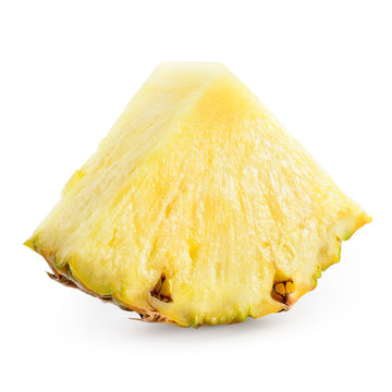 Fresh pineapple slice isolated on white. With clipping path.