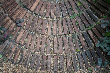 circular brick pattern background texture.