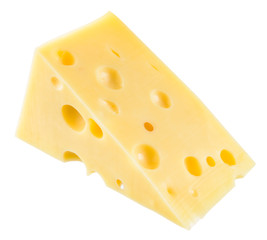 Piece of cheese isolated. With clipping path.