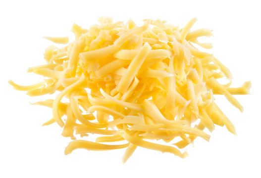 Grated cheese isolated on a white background