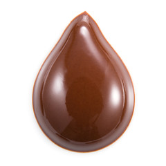 Chocolate drop isolated on white background.