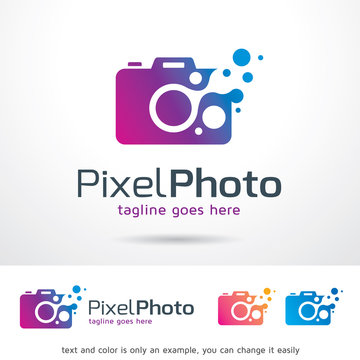 Pixel Photo Logo Template Design Vector