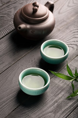 Green tea in the tea cups