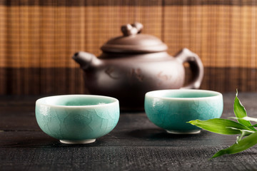 Green tea in the tea cups