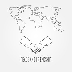 Peace and friendship concept icon thin line for web and mobile,