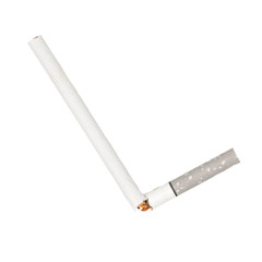 Broken cigarette isolated on white background